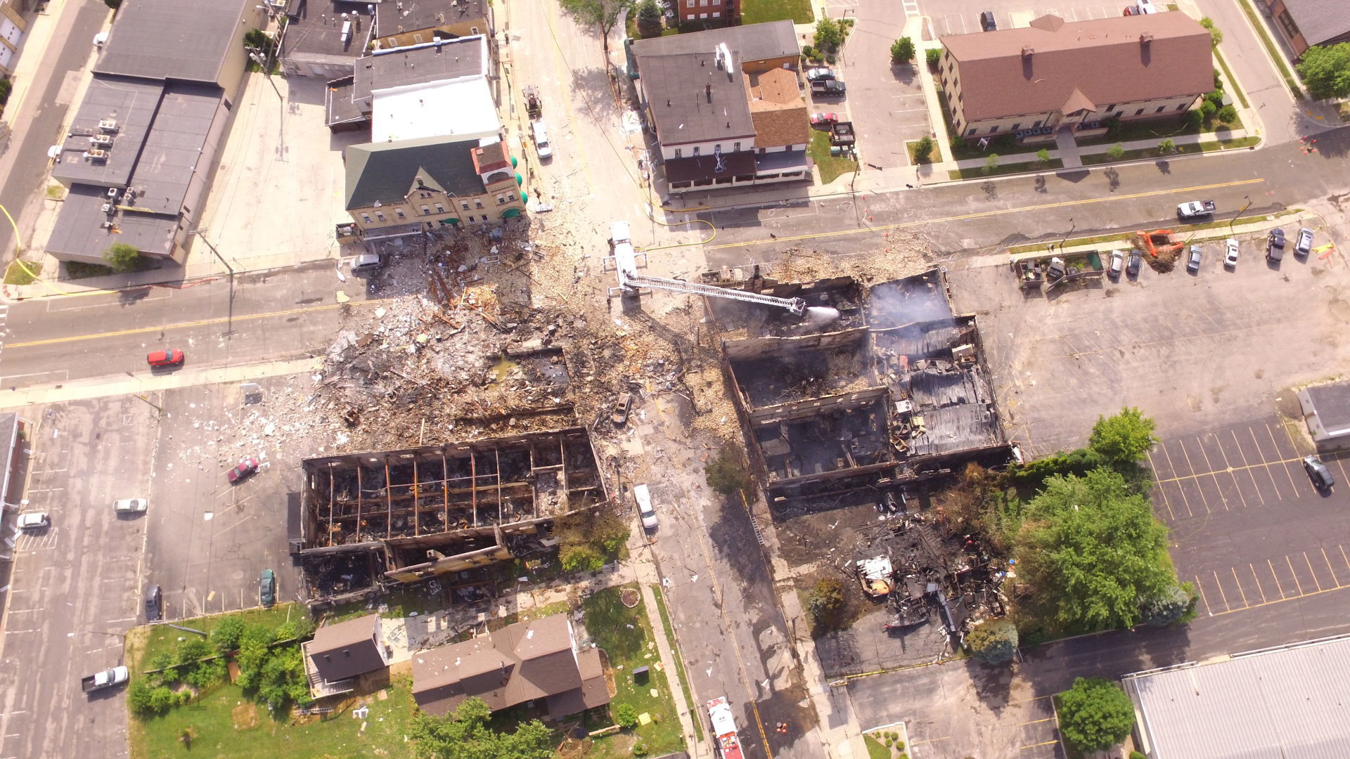 View of explosion site from a drone